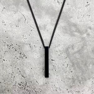 Men’s Stainless Steel Bar Chain Necklace Silver and Black 21.5”